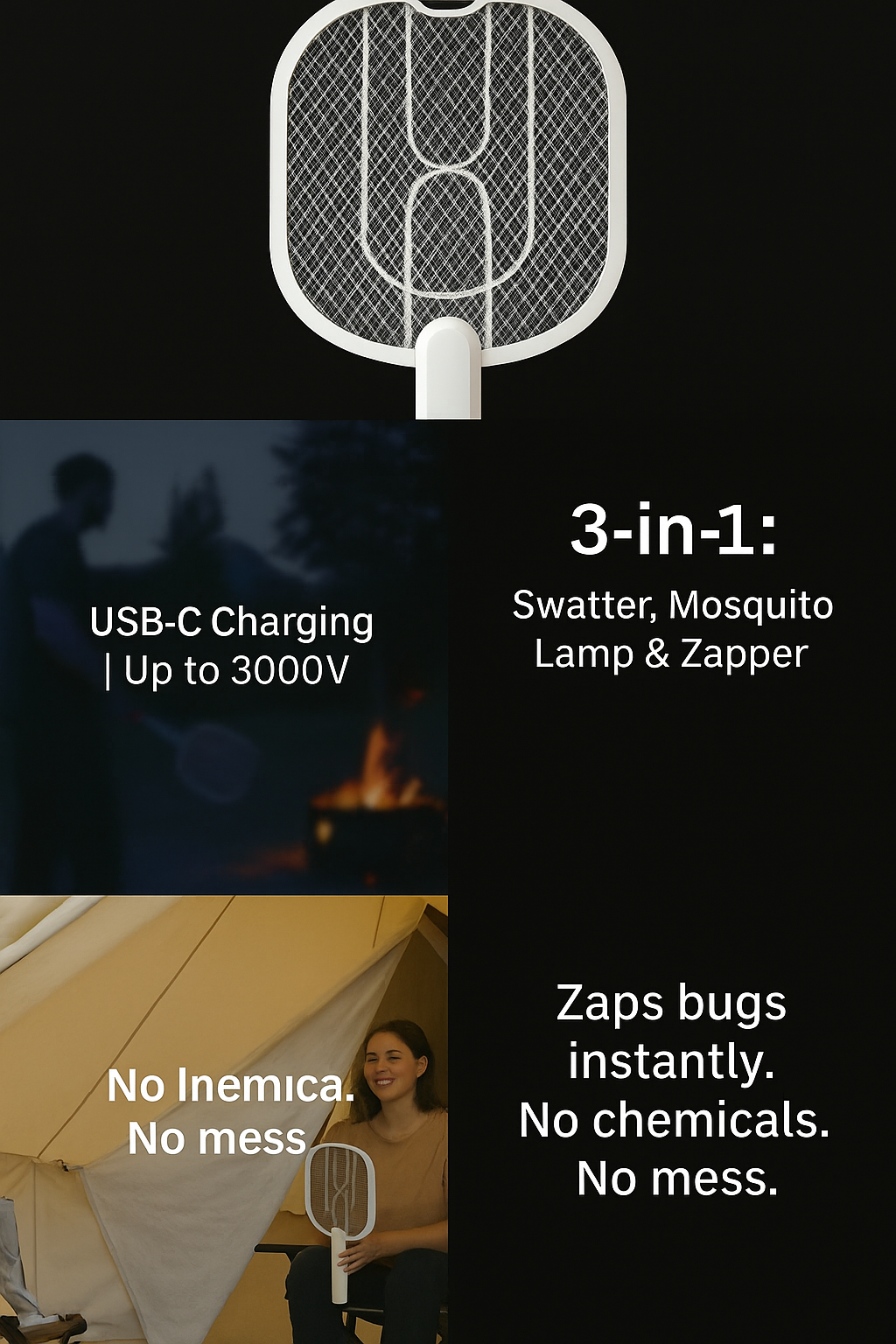 Upgraded 3000V Electric Mosquito Swatter
