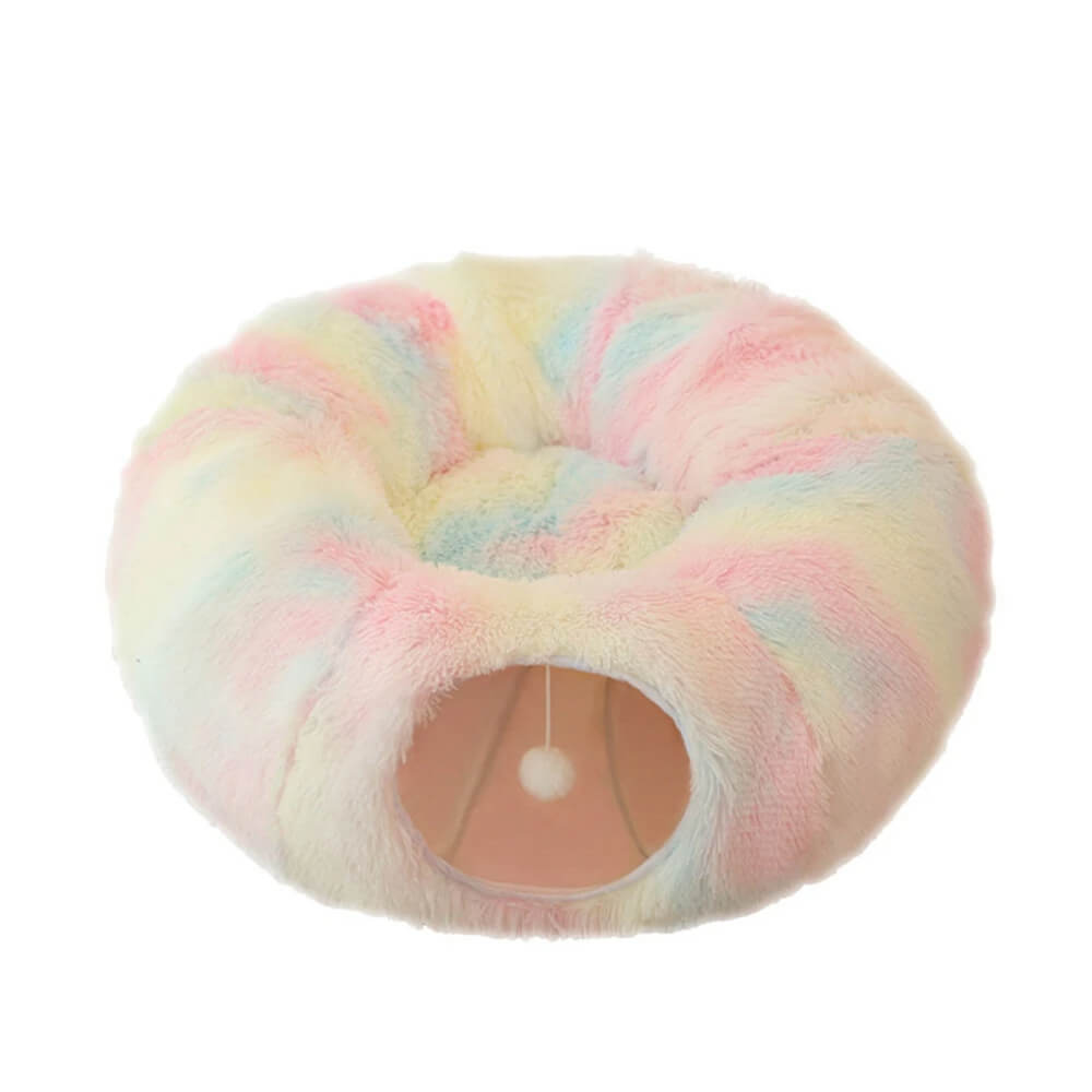 2-in-1 Cat Tunnel & Plush Bed – Soft, Spacious & Purrfect for Playtime