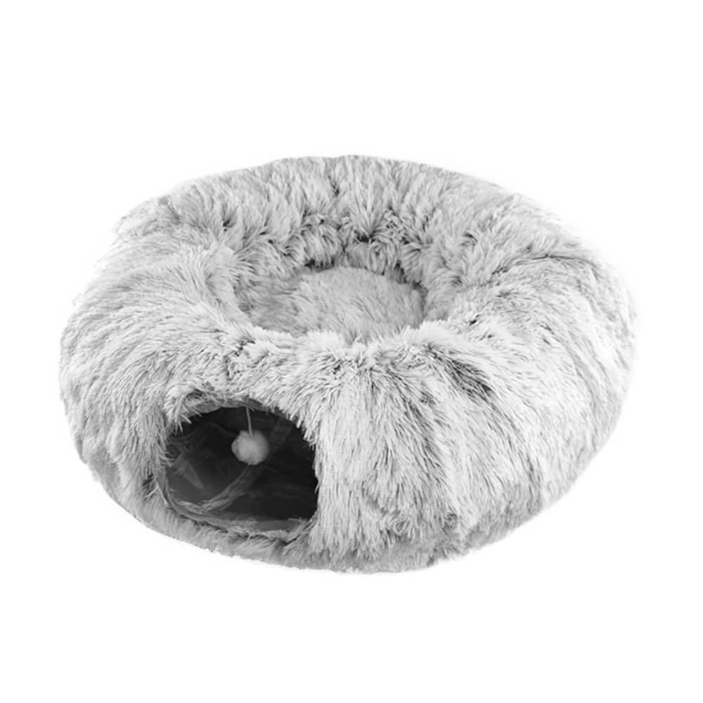 2-in-1 Cat Tunnel & Plush Bed – Soft, Spacious & Purrfect for Playtime