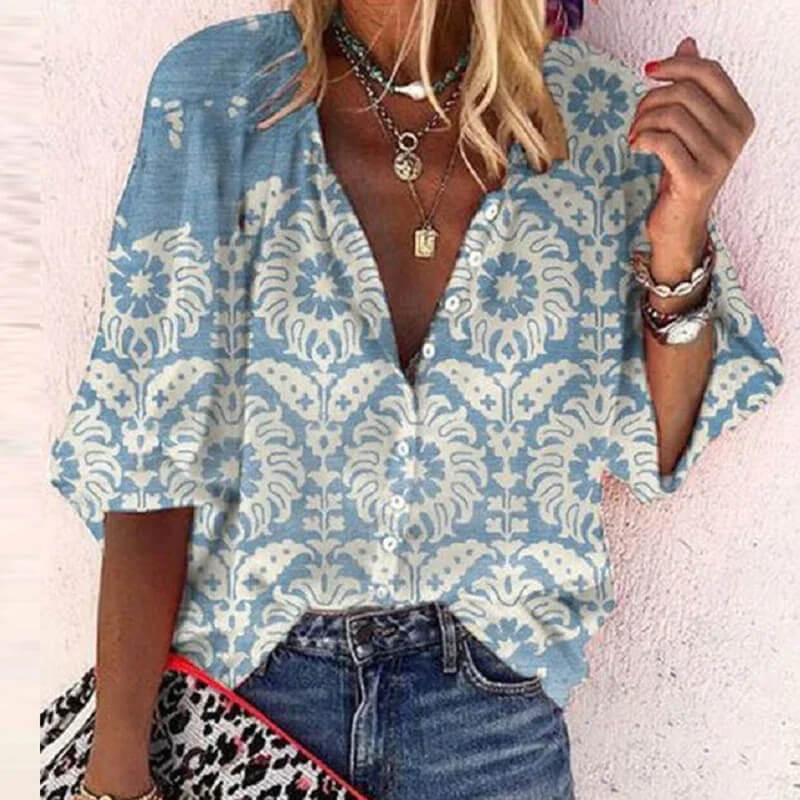 Chic Vintage V-Neck Blouse