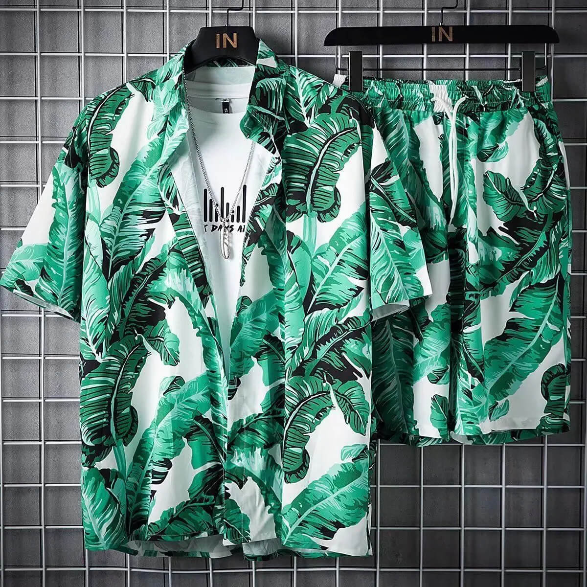 Men's Quick Dry 2-Piece Hawaiian Shirt & Shorts Set