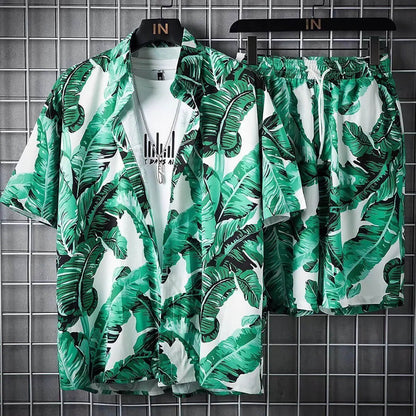 Men's Quick Dry 2-Piece Hawaiian Shirt & Shorts Set