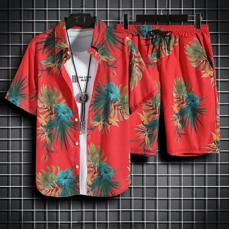 Men's Quick Dry 2-Piece Hawaiian Shirt & Shorts Set