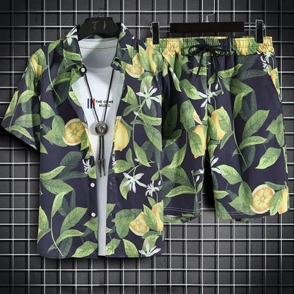 Men's Quick Dry 2-Piece Hawaiian Shirt & Shorts Set