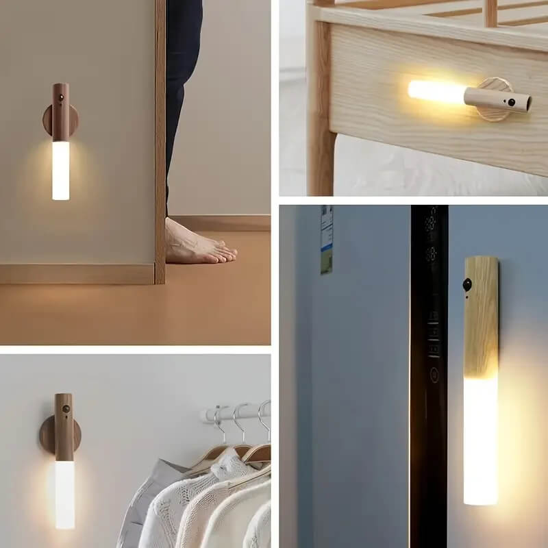 Intelligent Magnetic Wooden LED Night Light with Human Body Sensor