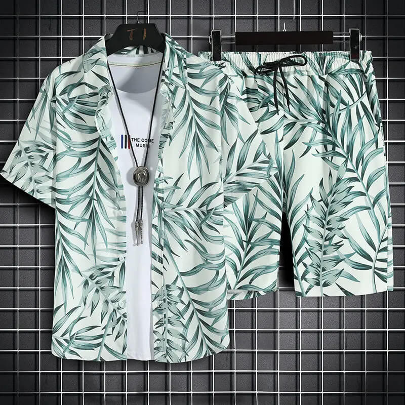 Men's Quick Dry 2-Piece Hawaiian Shirt & Shorts Set