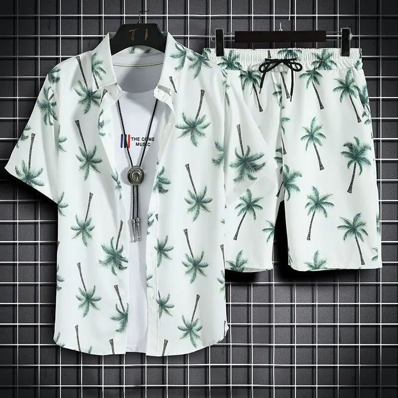 Men's Quick Dry 2-Piece Hawaiian Shirt & Shorts Set