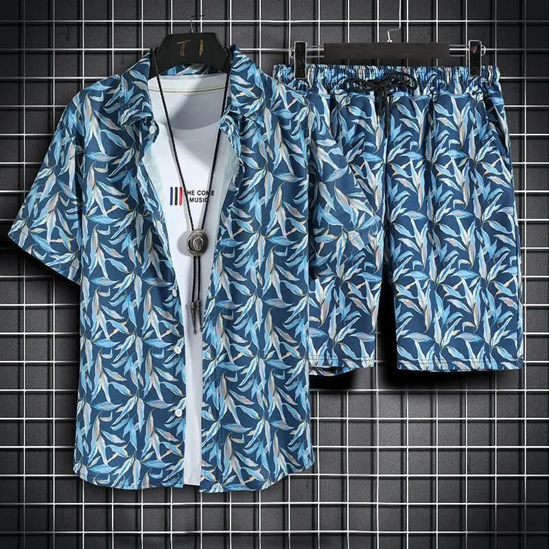 Men's Quick Dry 2-Piece Hawaiian Shirt & Shorts Set