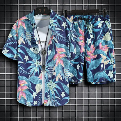 Men's Quick Dry 2-Piece Hawaiian Shirt & Shorts Set