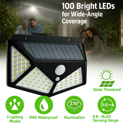 100 LED Solar Motion Sensor Wall Lights