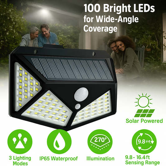 100 LED Solar Motion Sensor Wall Lights