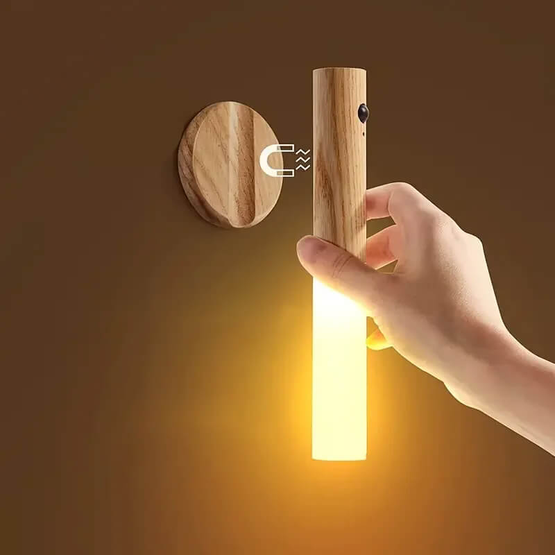 Intelligent Magnetic Wooden LED Night Light with Human Body Sensor