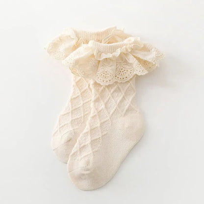 Newborn Baby Girls Ruffled Long Socks