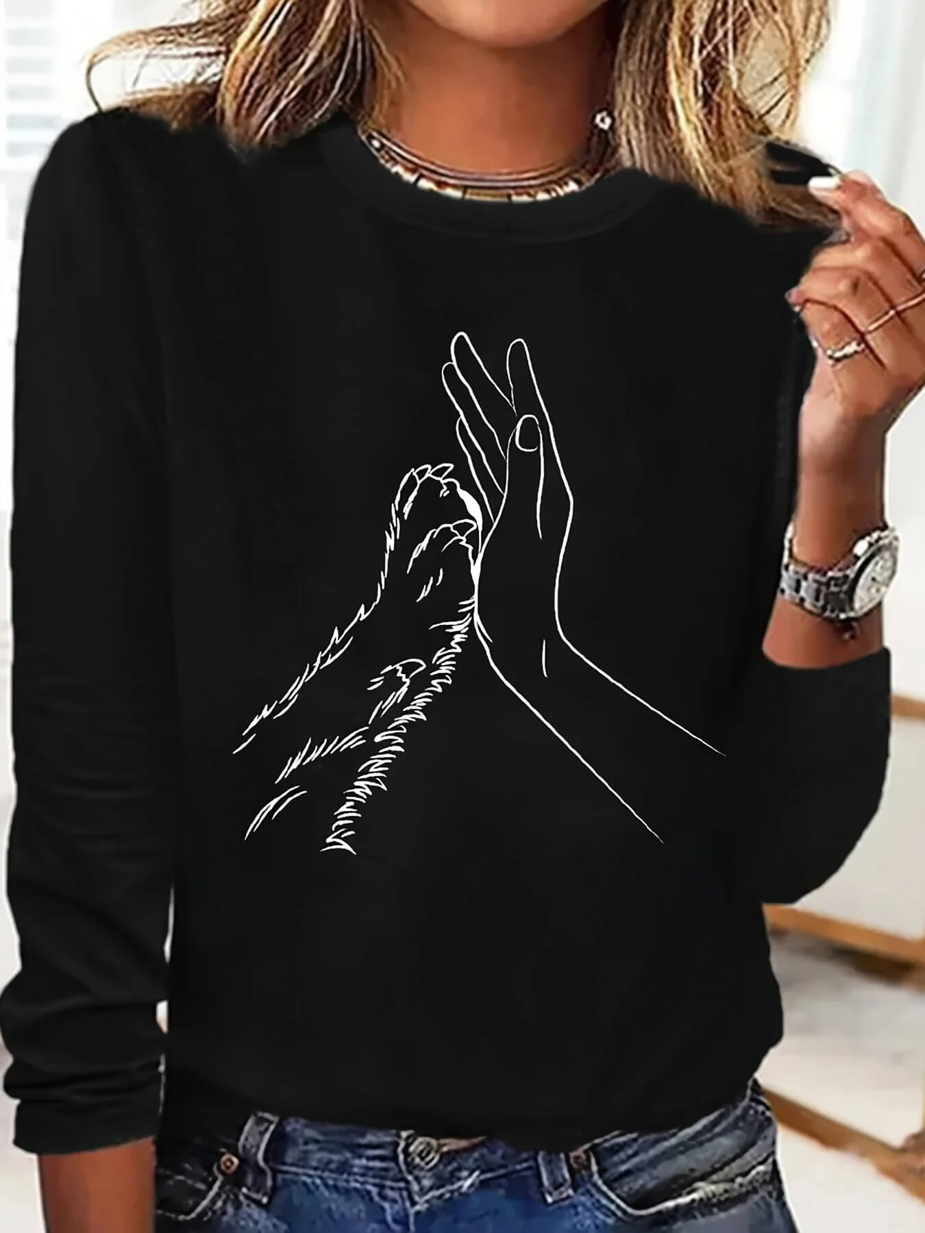 Casual O-Neck Printed Sweatshirt