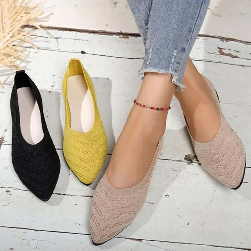 Women's Pointed Toe Knitted Slip-On Flats