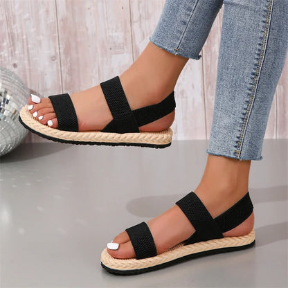 Women's Trendy Anti-Slip Multi-Color Elastic Flat Sandals