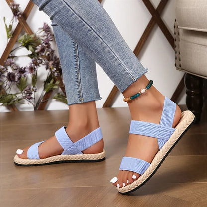 Women's Trendy Anti-Slip Multi-Color Elastic Flat Sandals