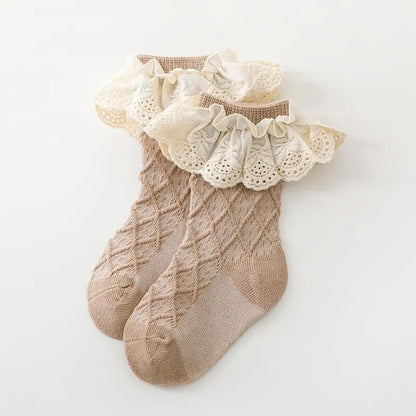 Newborn Baby Girls Ruffled Long Socks