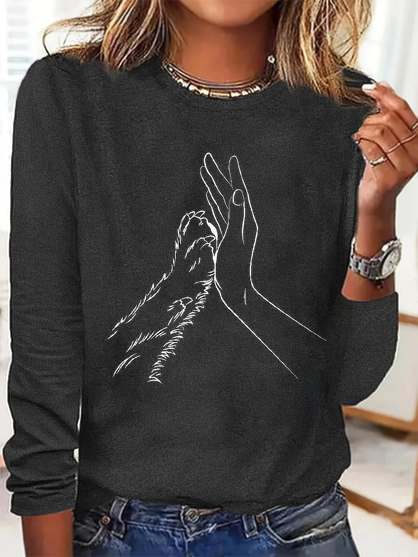 Casual O-Neck Printed Sweatshirt