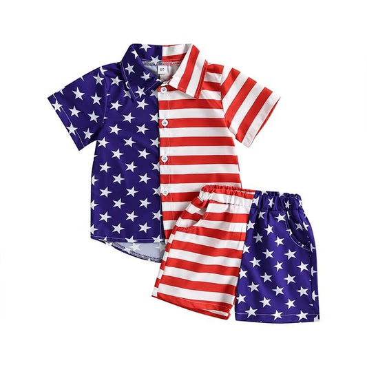 Toddler Baby Boy | Presidential American Flag Shirt & Shorts Set