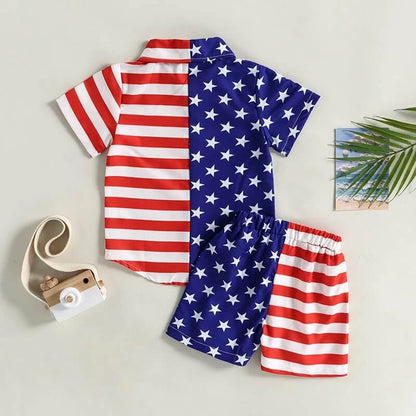 Toddler Baby Boy | Presidential American Flag Shirt & Shorts Set