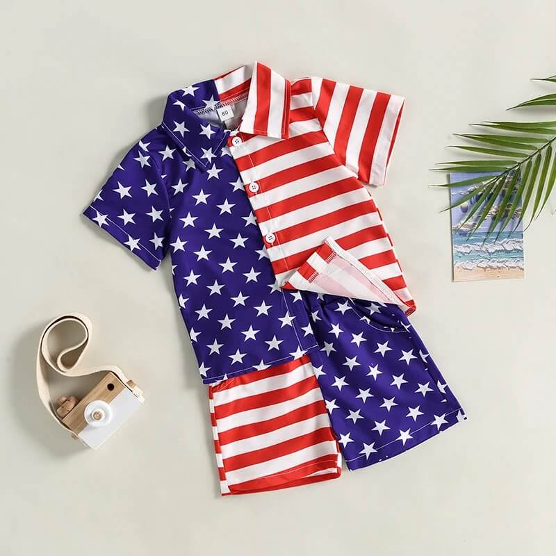 Toddler Baby Boy | Presidential American Flag Shirt & Shorts Set