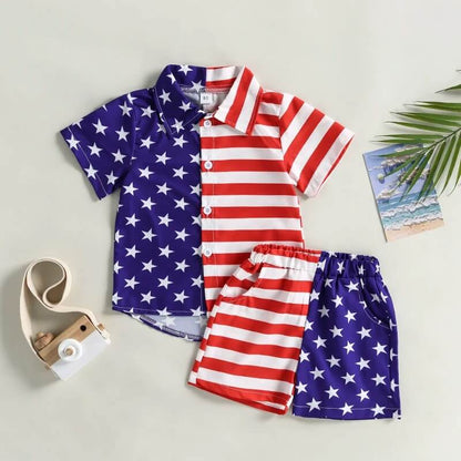 Toddler Baby Boy | Presidential American Flag Shirt & Shorts Set