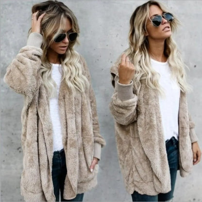 Oversized Fleece Hooded Cardigan