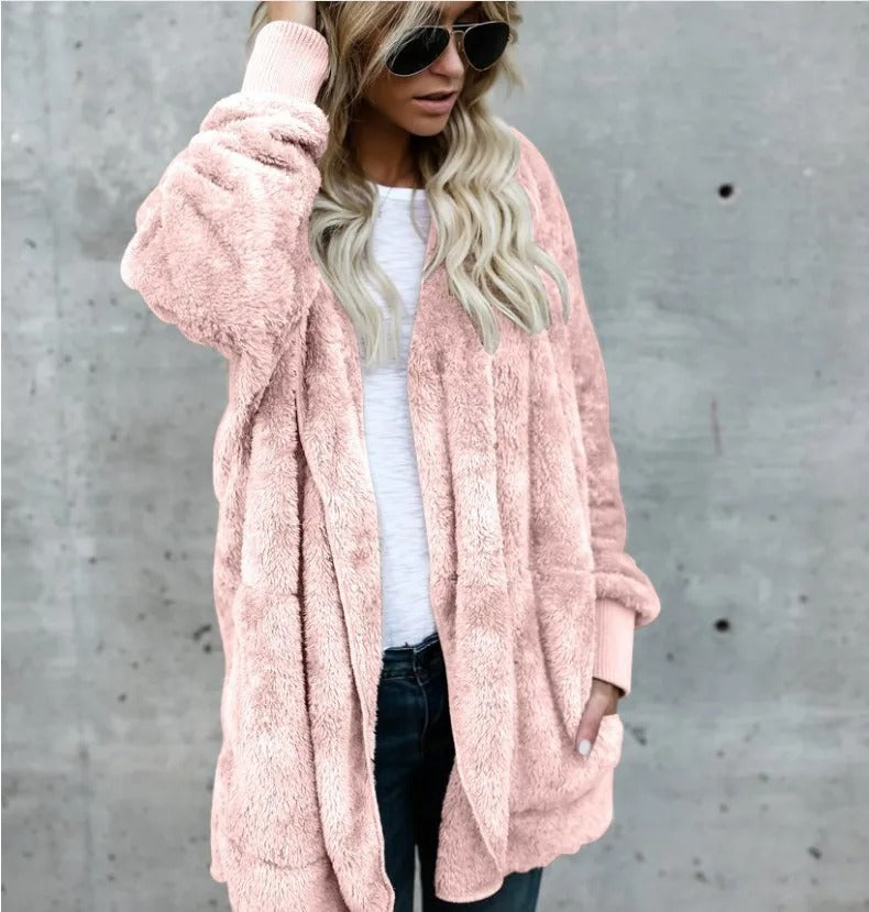 Oversized Fleece Hooded Cardigan