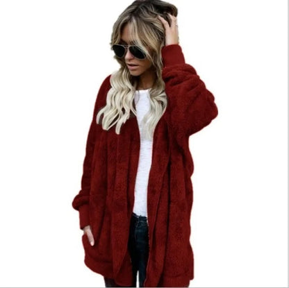 Oversized Fleece Hooded Cardigan