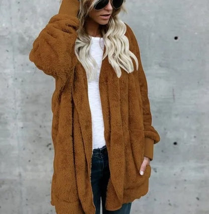 Oversized Fleece Hooded Cardigan