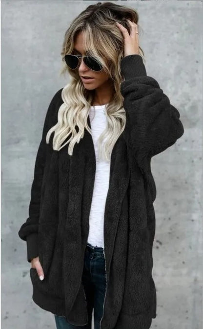 Oversized Fleece Hooded Cardigan