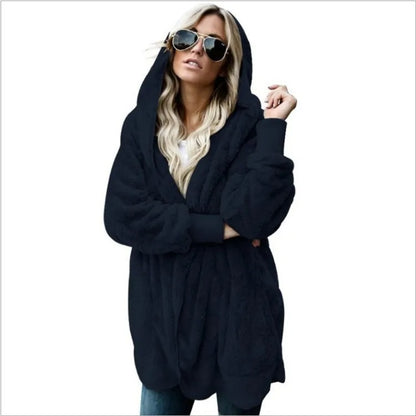 Oversized Fleece Hooded Cardigan