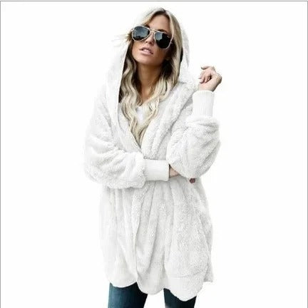 Oversized Fleece Hooded Cardigan