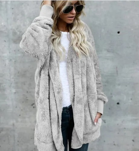 Oversized Fleece Hooded Cardigan