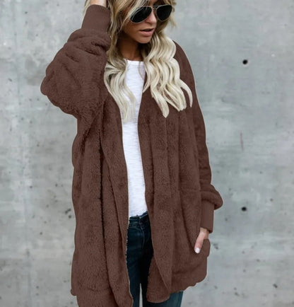 Oversized Fleece Hooded Cardigan