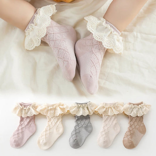 Newborn Baby Girls Ruffled Long Socks